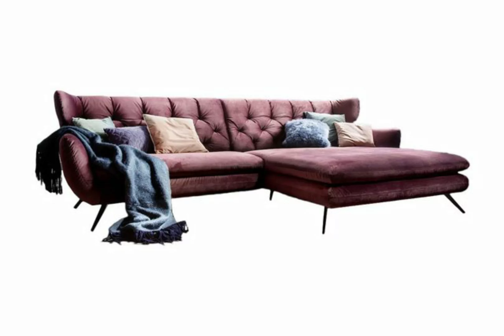 KAWOLA Ecksofa CHARME, Sofa, Longchair links od. rechts, Velvet purple günstig online kaufen