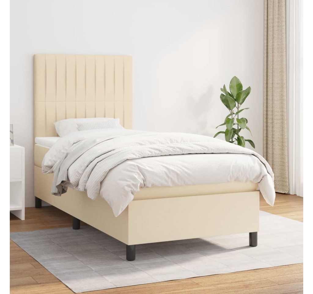 vidaXL Boxspringbett Boxspringbett mit Matratze Creme 100x200 cm Stoff Bett günstig online kaufen