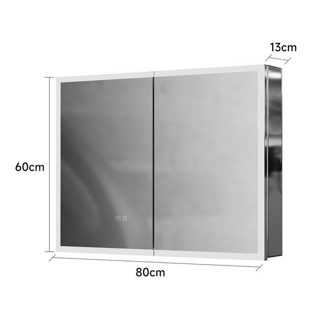 Gunuss Badezimmerspiegelschrank mit Beleuchtung 80 x 60 cm, Spiegelschrank günstig online kaufen