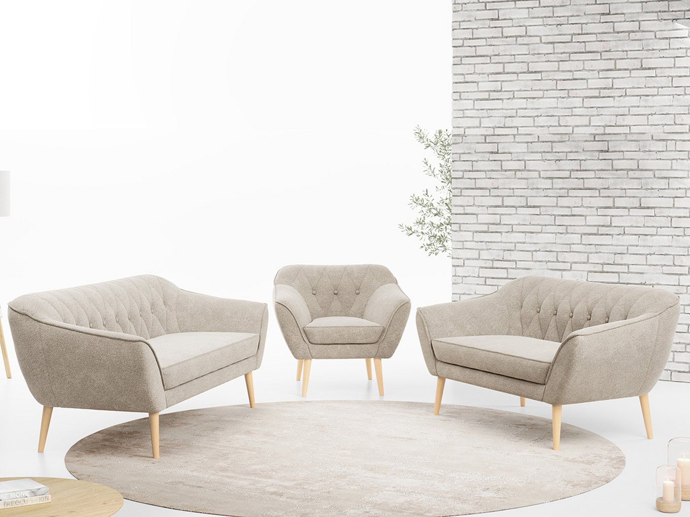 MKS MÖBEL Sofa PIRS 3 2 1, Moderne Sofa Set, Skandinavische Deko günstig online kaufen