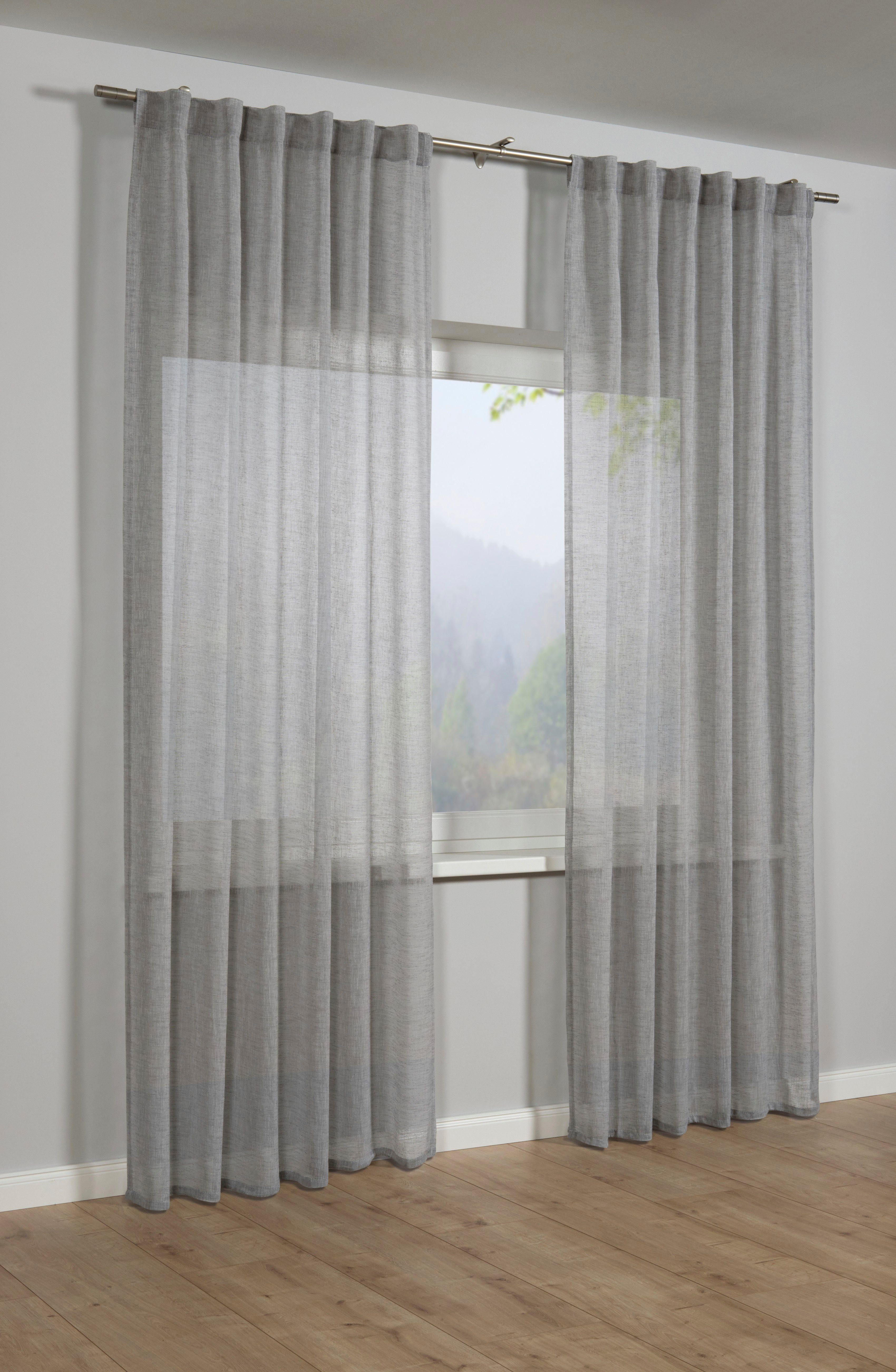 GARDINIA Gardine »Schal mit verdeckten Schlaufen«, (1 St.), transparent, Po günstig online kaufen
