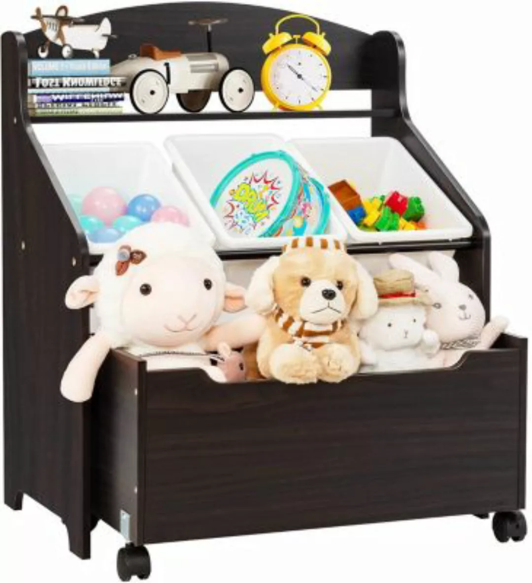 COSTWAY® Spielzeugregal mit Aufbewahrungsboxen braun günstig online kaufen