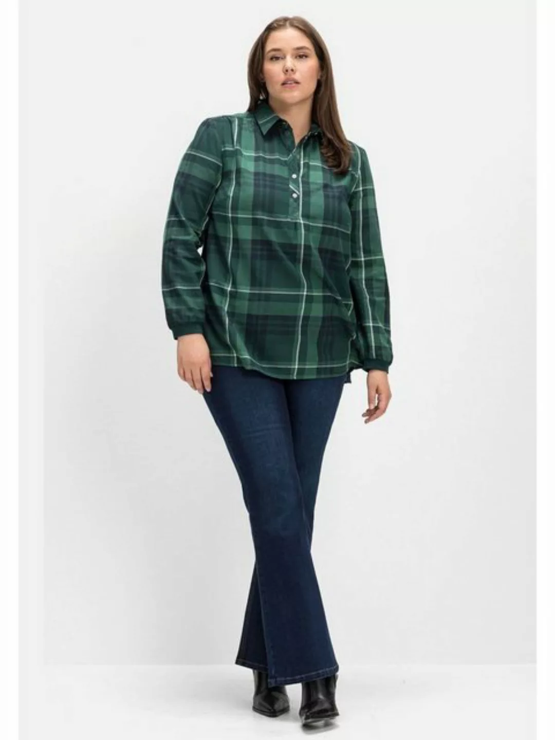 Sheego Bootcut-Jeans Große Größen mit Gummibund und Kontrastnähten günstig online kaufen