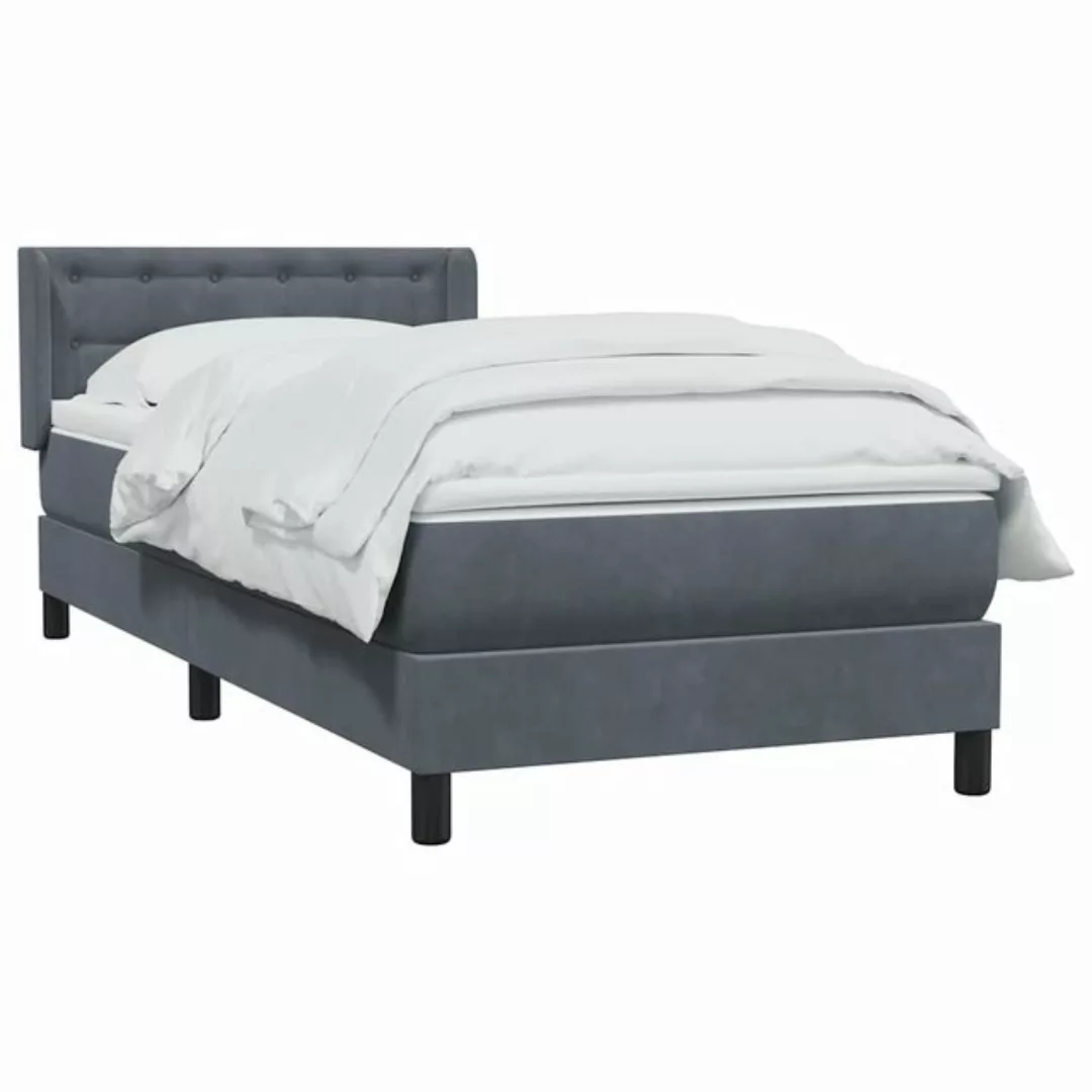 vidaXL Bett Boxspringbett mit Matratze Dunkelgrau 100x220 cm Samt günstig online kaufen