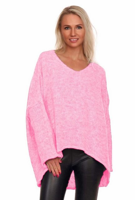 Charis Moda Strickpullover V-​Ausschnitt im Oversized Look vorne kurz hinte günstig online kaufen