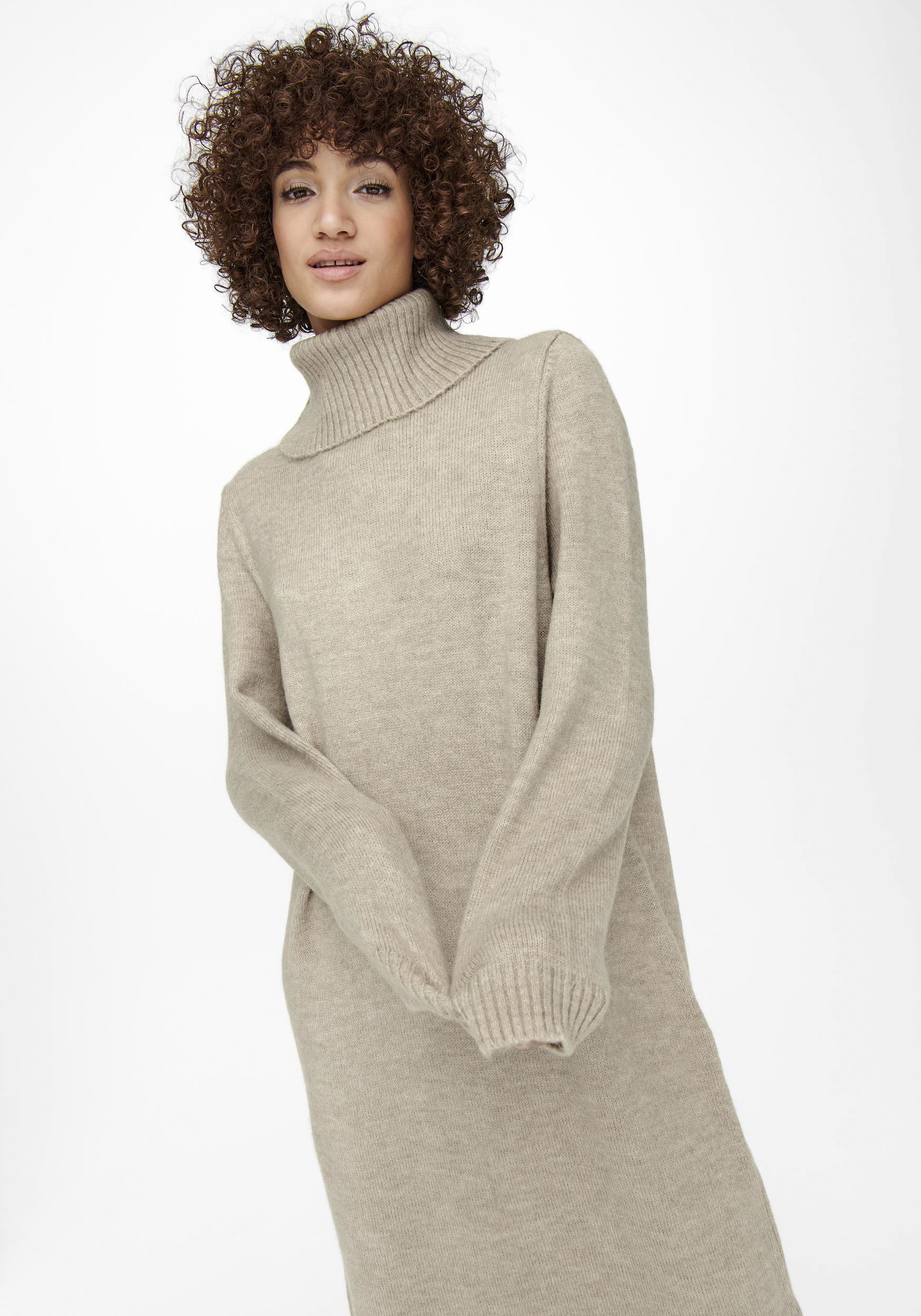 ONLY Shirtkleid Langes Rollkragen Strickkleid Midi Pullover Dress ONLBRANDI günstig online kaufen