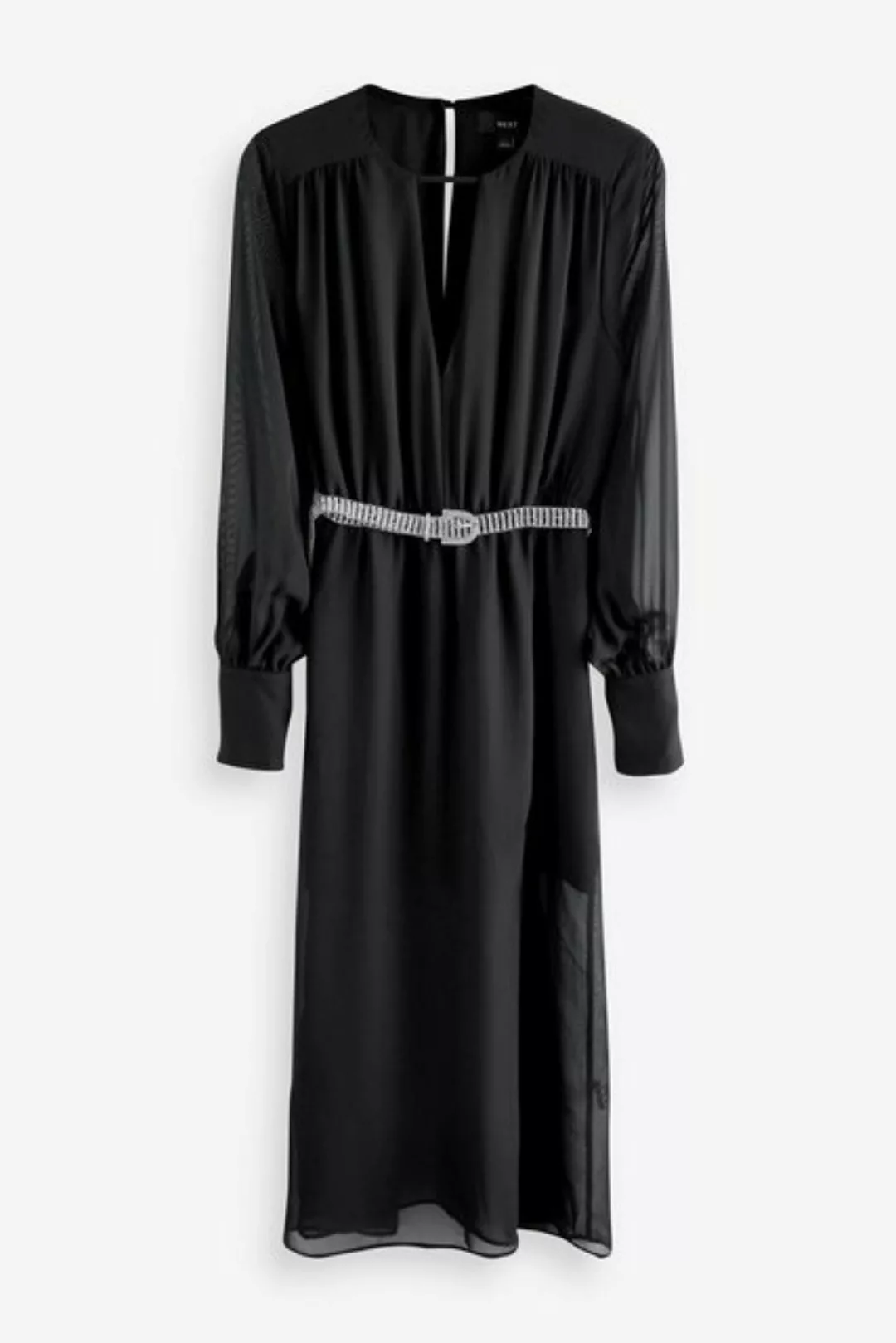 Next Midikleid Langärmeliges Kleid mit Strass-Gürtel (1-tlg) günstig online kaufen