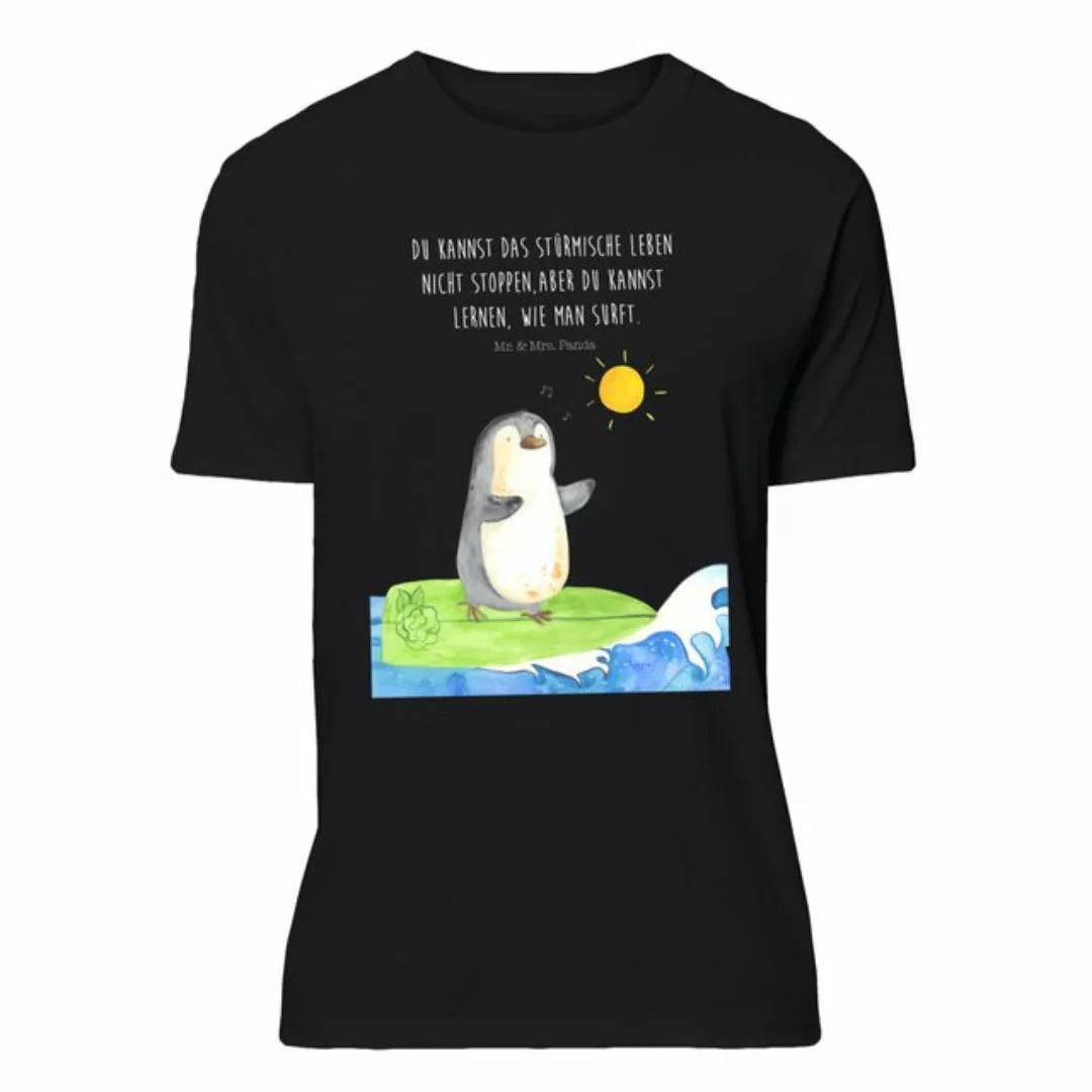 Mr. & Mrs. Panda T-Shirt Pinguin Surfer - Schwarz - Geschenk, Wellen, Urlau günstig online kaufen