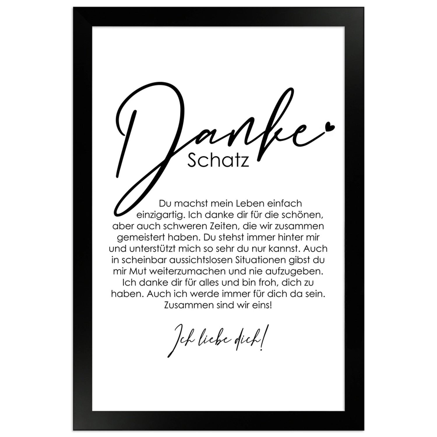 WANDStyle Gerahmtes Poster Danke Schatz 20 x 30 cm Geschenkidee für Partner günstig online kaufen