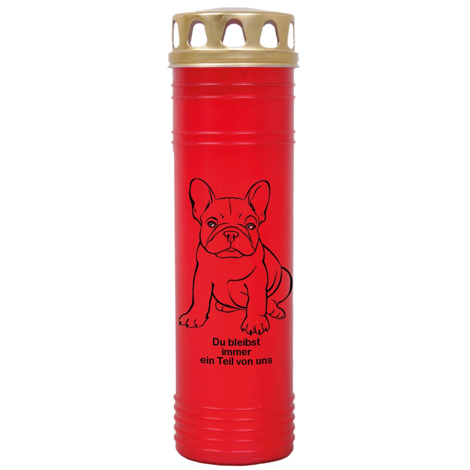 HS Candle Grabkerze Rot 170h Deckel Gold Bulldogge günstig online kaufen