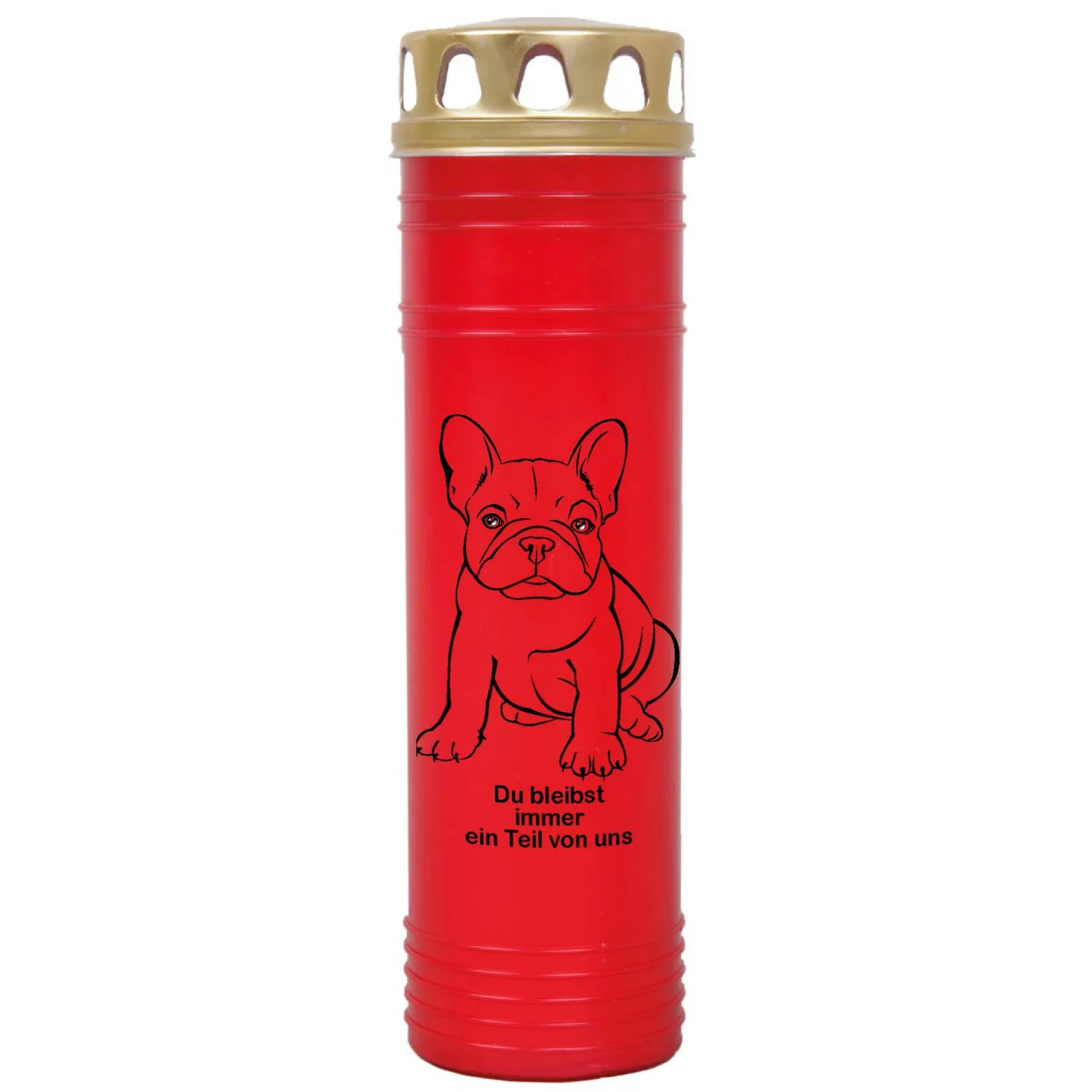 HS Candle Grabkerze Rot 170h Deckel Gold Bulldogge günstig online kaufen