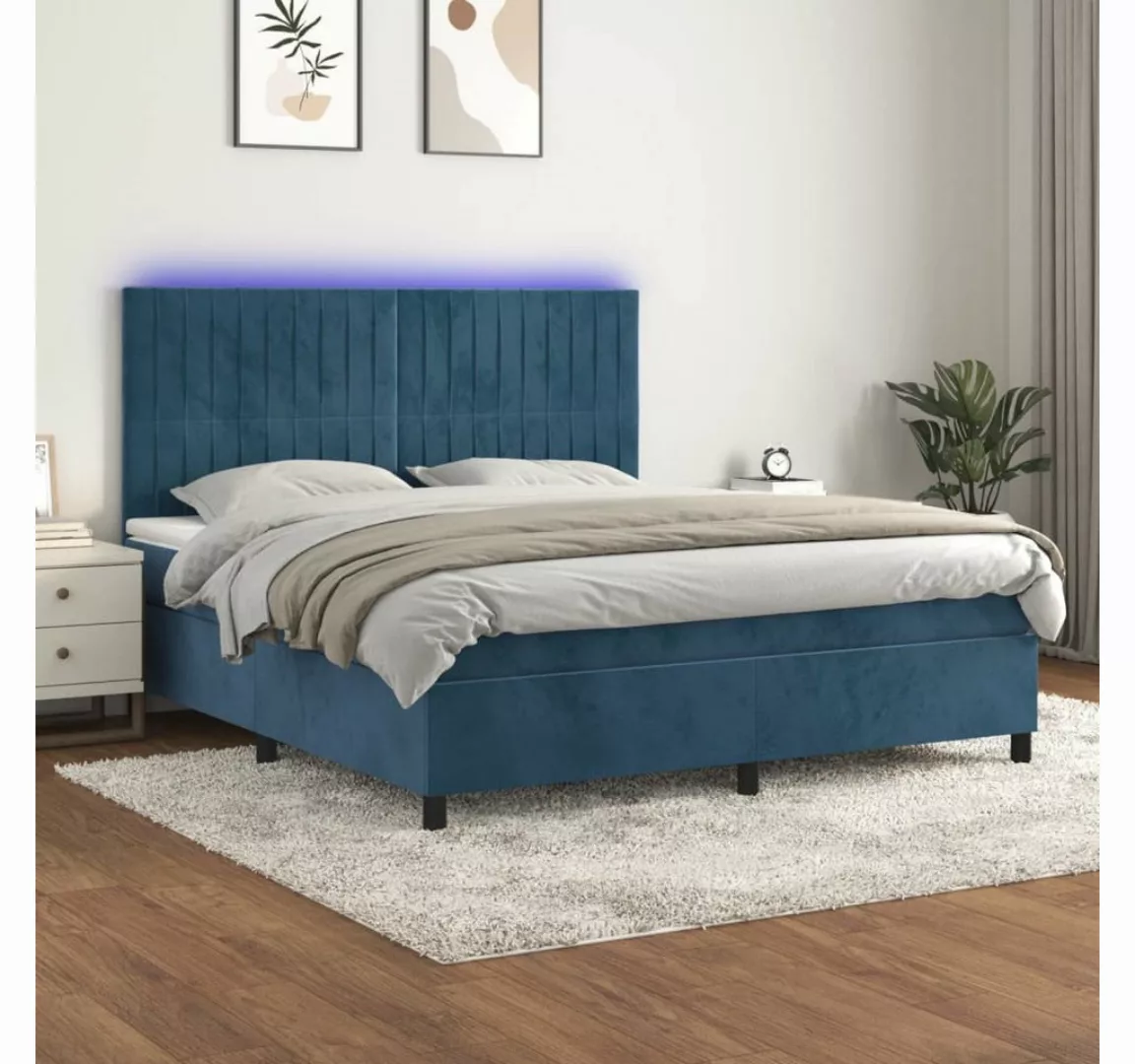 vidaXL Boxspringbett Boxspringbett mit Matratze & LED Samt (180 x 200 cm, B günstig online kaufen