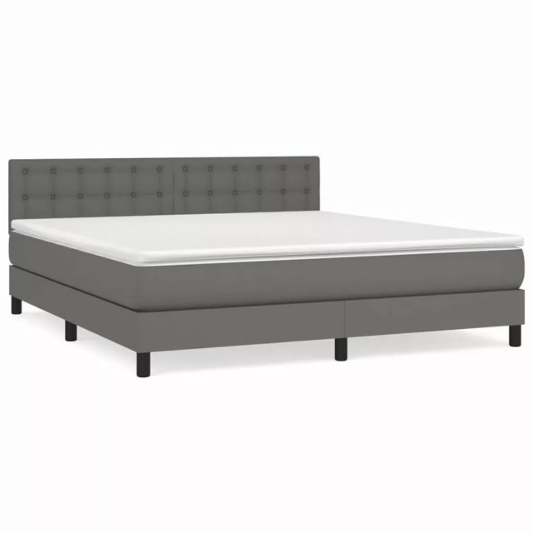 vidaXL Bettgestell Boxspringbett mit Matratze Grau 180x200 cm Kunstleder Be günstig online kaufen