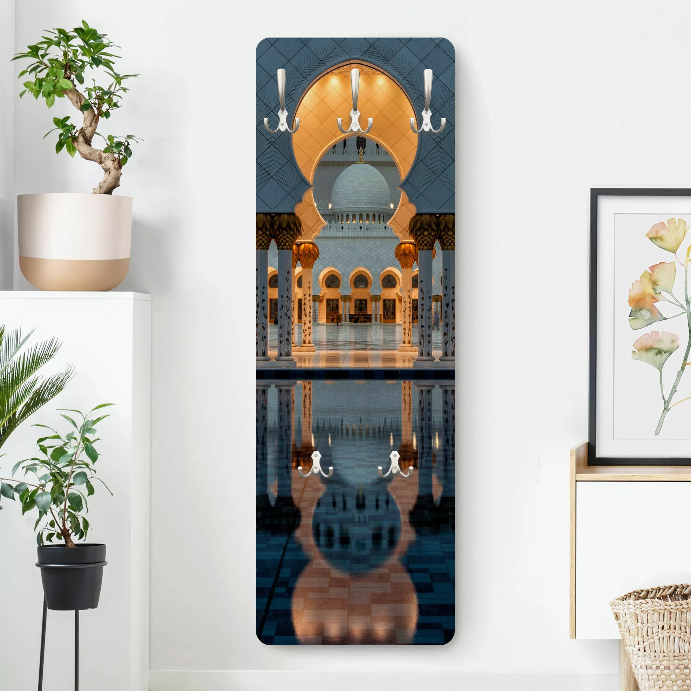 Wandgarderobe Holzpaneel Architektur & Skyline Reflexionen in der Moschee günstig online kaufen