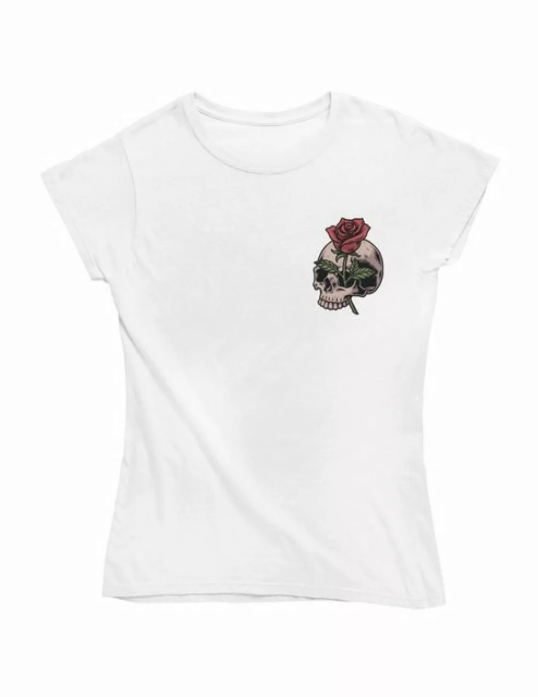 Novux T-Shirt Rosy Skull Damen Tshirt Farbe Weiß günstig online kaufen