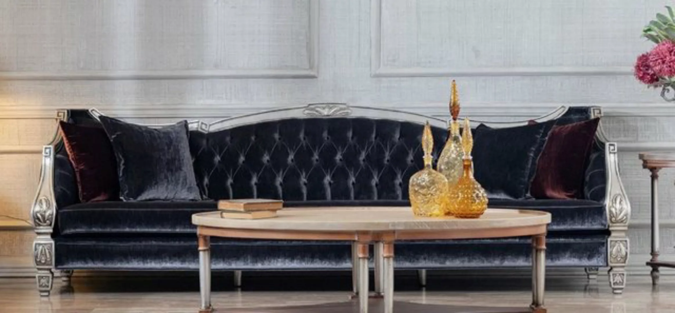 Casa Padrino Sofa Luxus Barock Wohnzimmer Sofa Lila / Silber - Prunkvolle B günstig online kaufen