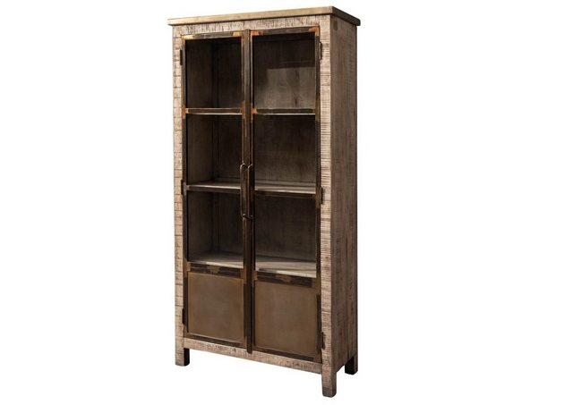 Massivmoebel24 Standvitrine (Vitrine Mango 90x40x180 braun lackiert HEAVY I günstig online kaufen