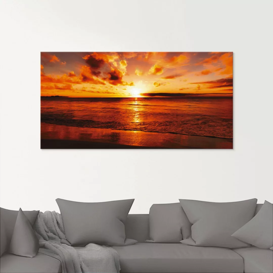 Artland Glasbild »Schöner Sonnenuntergang Strand«, Gewässer, (3 St.), in ve günstig online kaufen