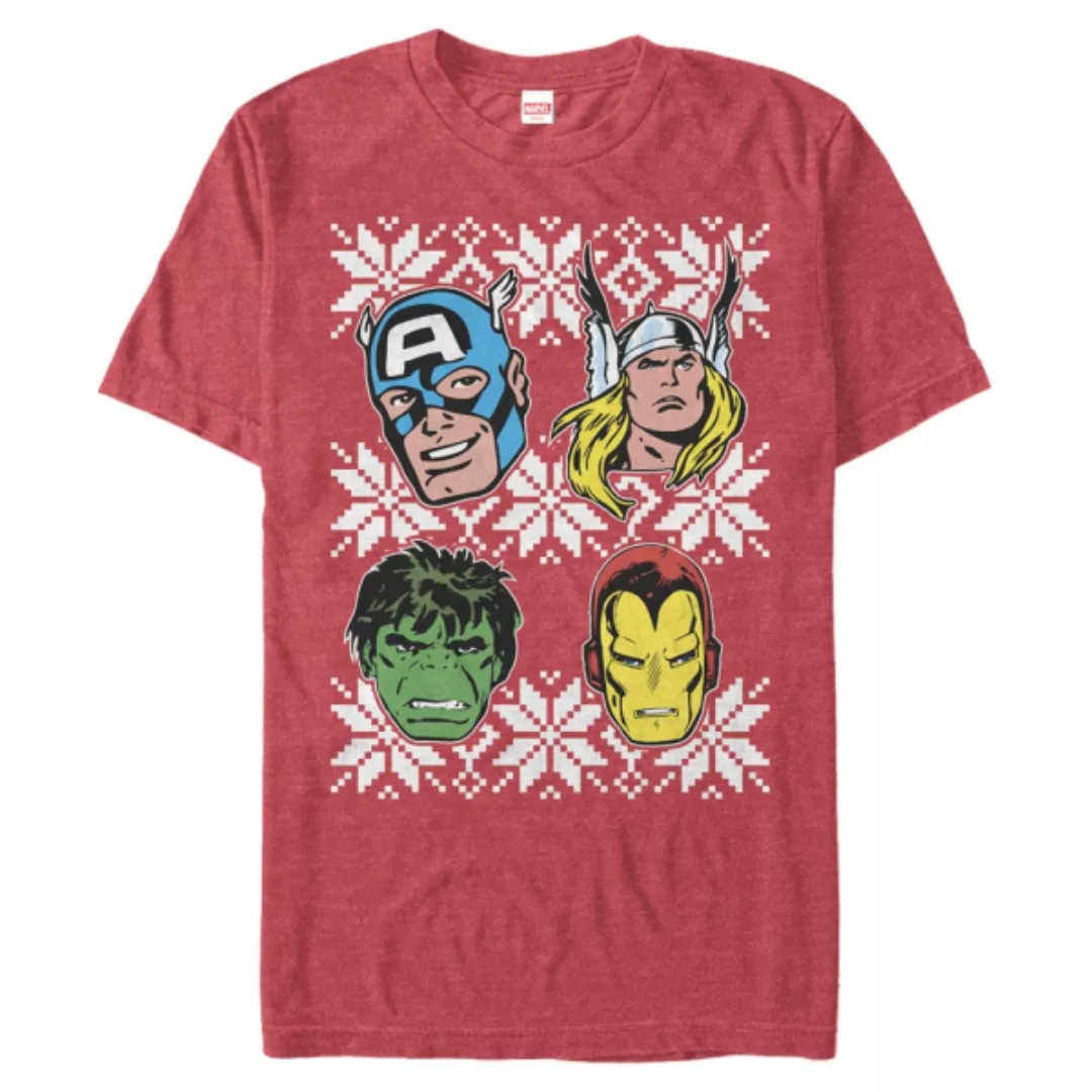 Marvel - Avengers - Gruppe Super Heads - Weihnachten - Männer T-Shirt günstig online kaufen