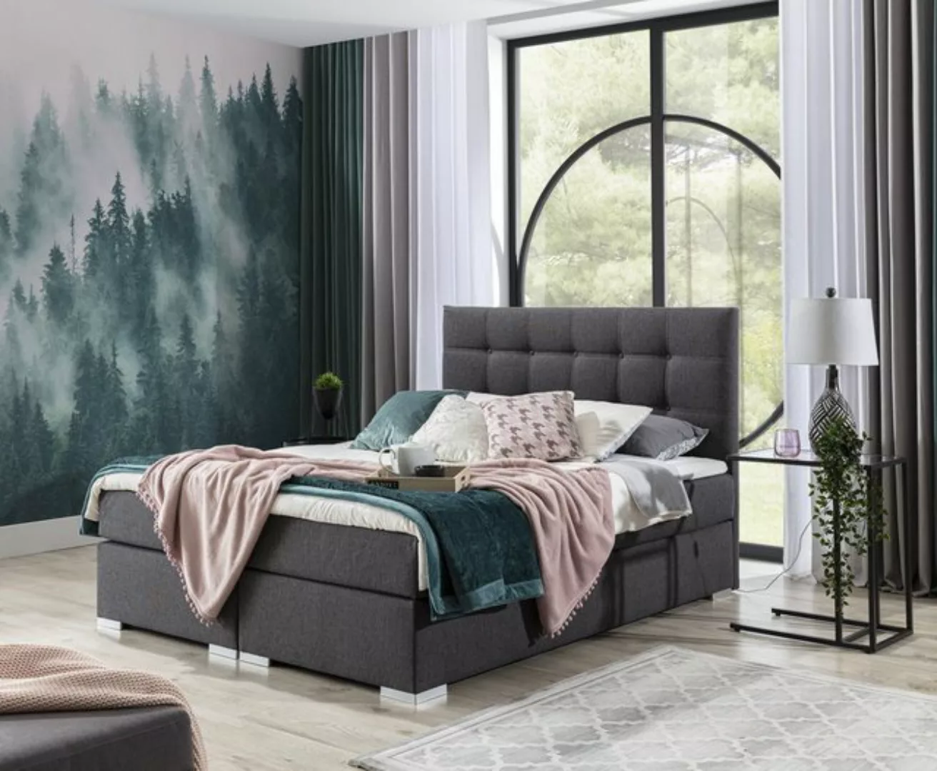 yourhouse24 Boxspringbett Inez mit 2 Bettkästen, Doppelbett mit Bonell-Matr günstig online kaufen