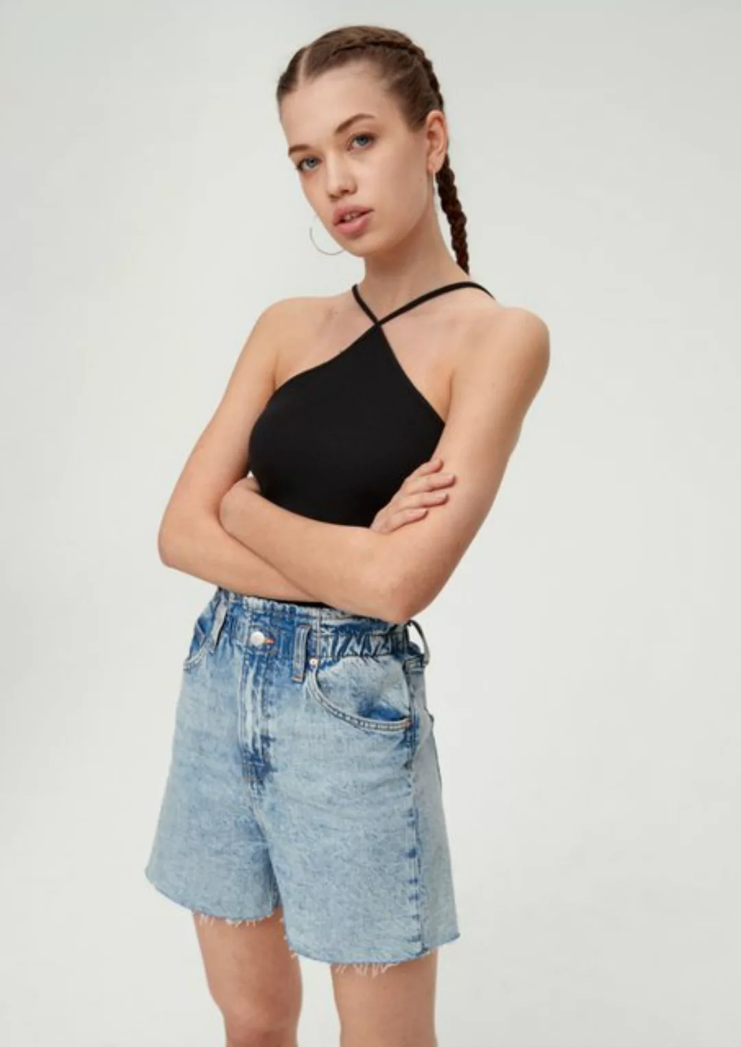 QS Jeansshorts Jeans-Shorts Paper Bag / Relaxed Fit / High Rise / Semi Wide günstig online kaufen