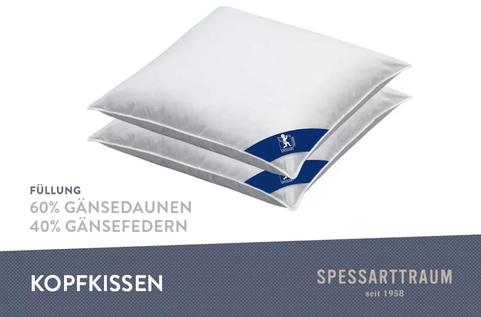 SPESSARTTRAUM Gänsedaunenkopfkissen »Premium«, Füllung: 60% Gänsedaunen, 40 günstig online kaufen