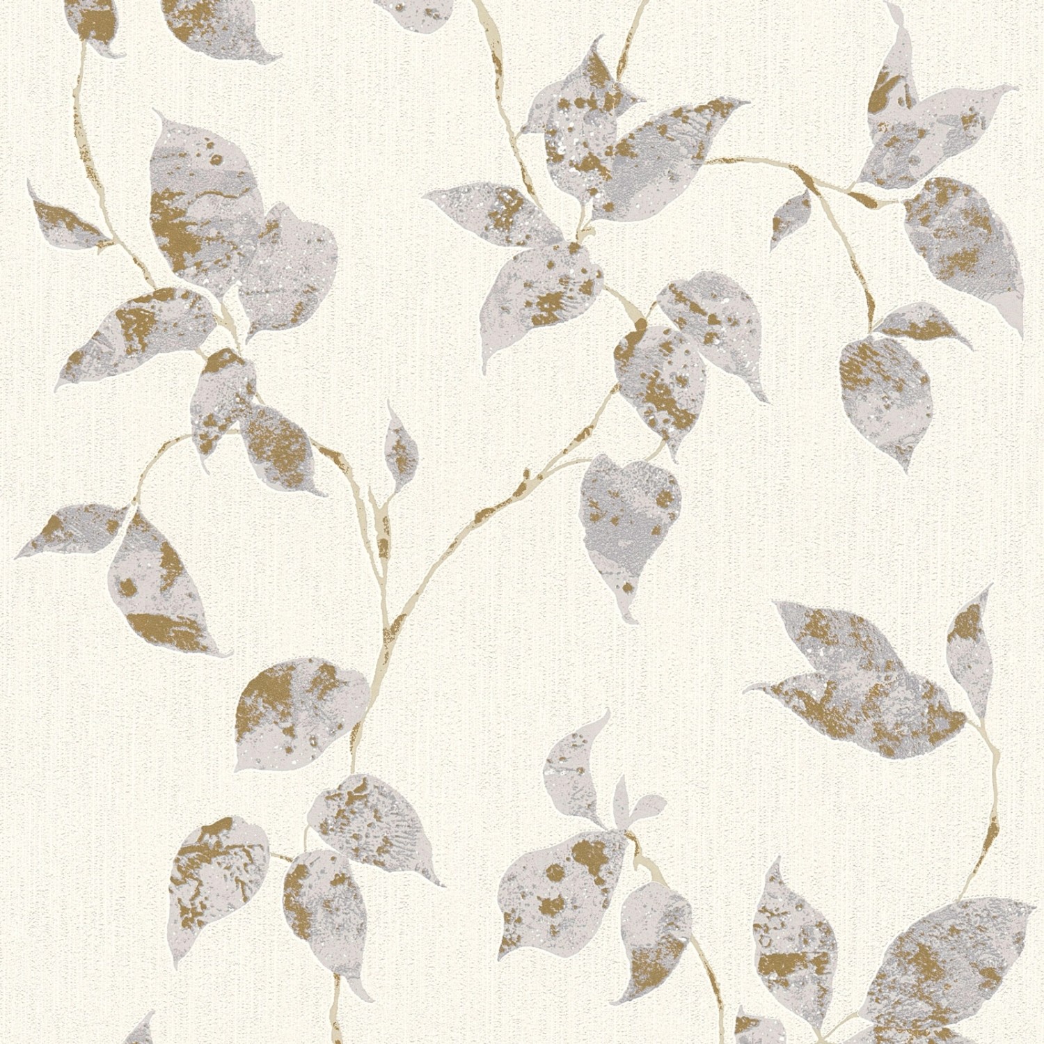 Bricoflor Blätter Tapete in Weiß Grau Gold Ranken Vliestapete mit Blatt Des günstig online kaufen