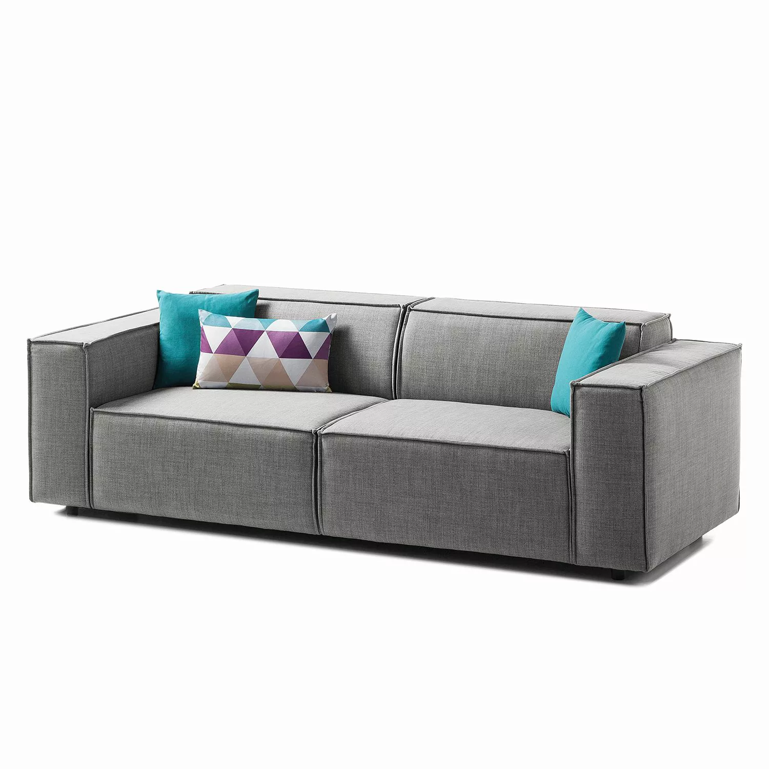 home24 Sofa Kinx 2,5-Sitzer Hellgrau Webstoff 223x72x96 cm (BxHxT) Modern günstig online kaufen
