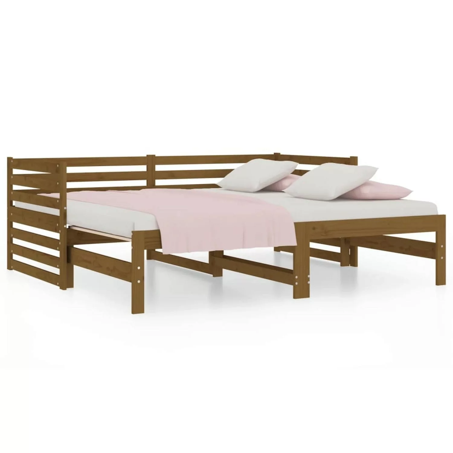 vidaXL Bett, Tagesbett Ausziehbar Honigbraun 2x(90x190) cm Massivholz Kiefe günstig online kaufen