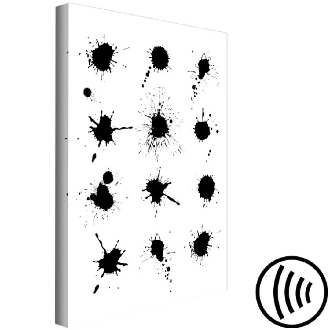 Wandbild Zwölf schwarze Klexe – eine abstrakte Schwarz-Weiß-Komposition, di günstig online kaufen