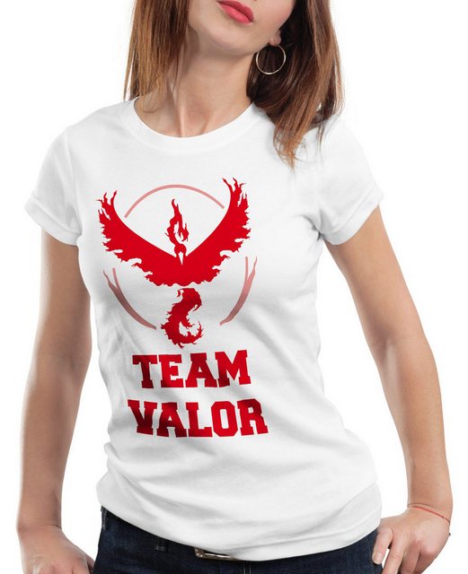 style3 T-Shirt Team Valor pokemon go Rot Red Wagemut arena game go kampf po günstig online kaufen