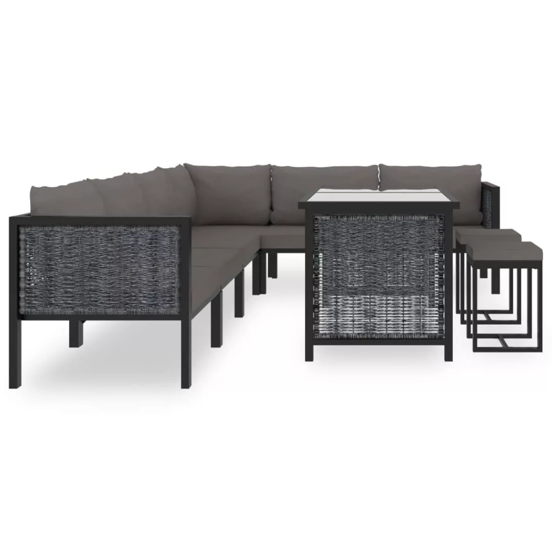 9-tlg. Garten-lounge-set Mit Auflagen Poly Rattan Anthrazit günstig online kaufen