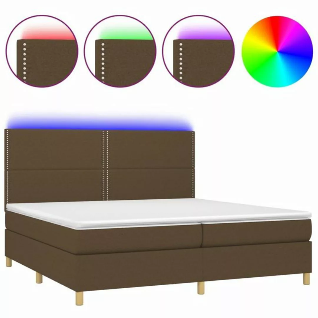 vidaXL Boxspringbett (200 x 200 cm, mit Nieten, Braun), mit LED günstig online kaufen