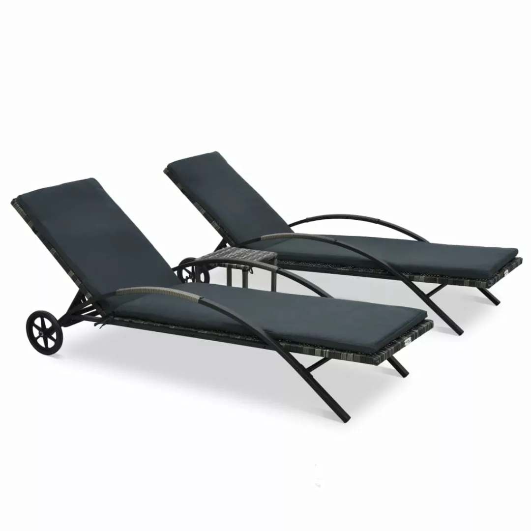 Sonnenliegen Mit Tisch Poly Rattan Anthrazit günstig online kaufen