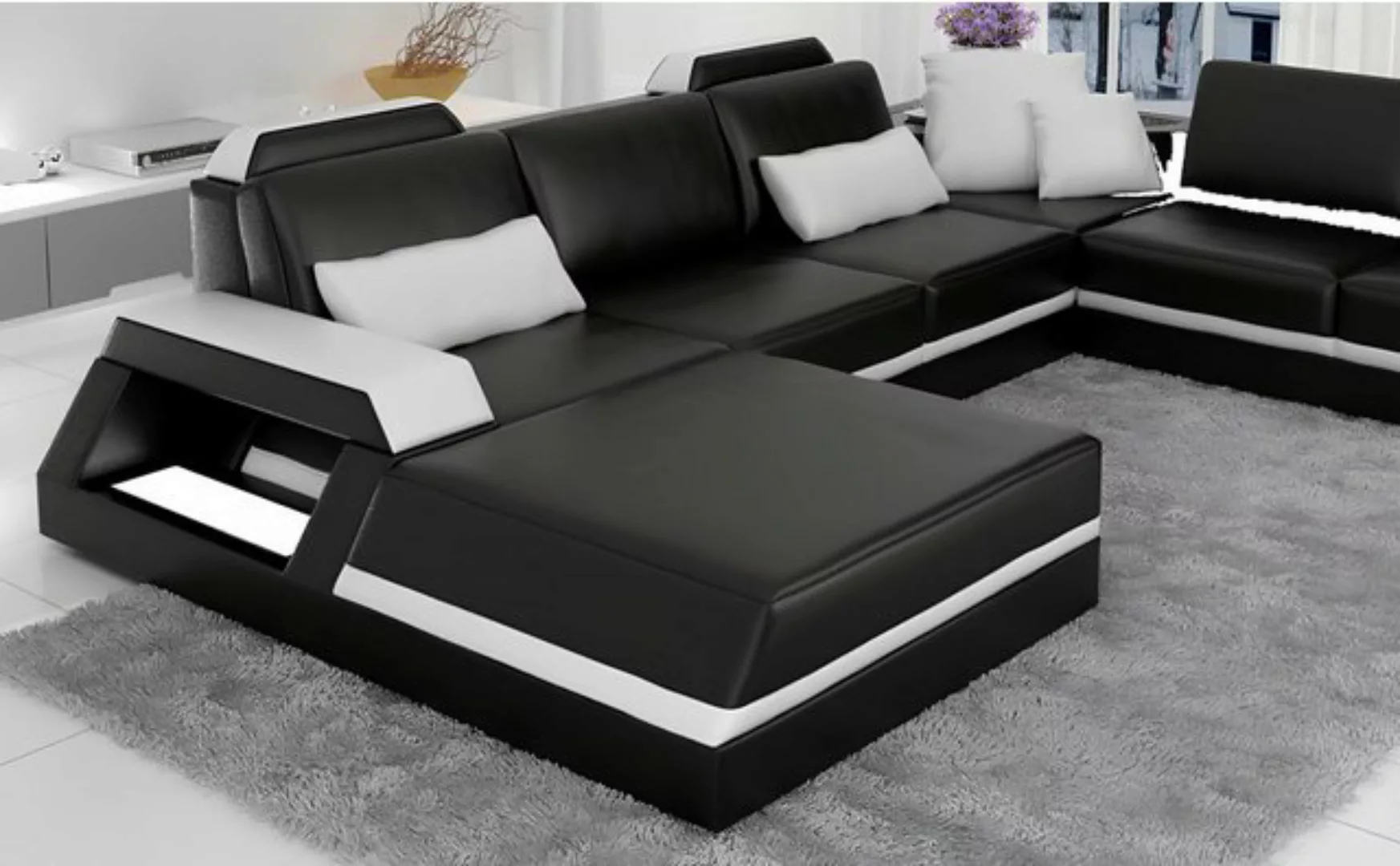 Xlmoebel Ecksofa Designer Polstermöbel Wohnlandschaft aus Leder und Stoff - günstig online kaufen