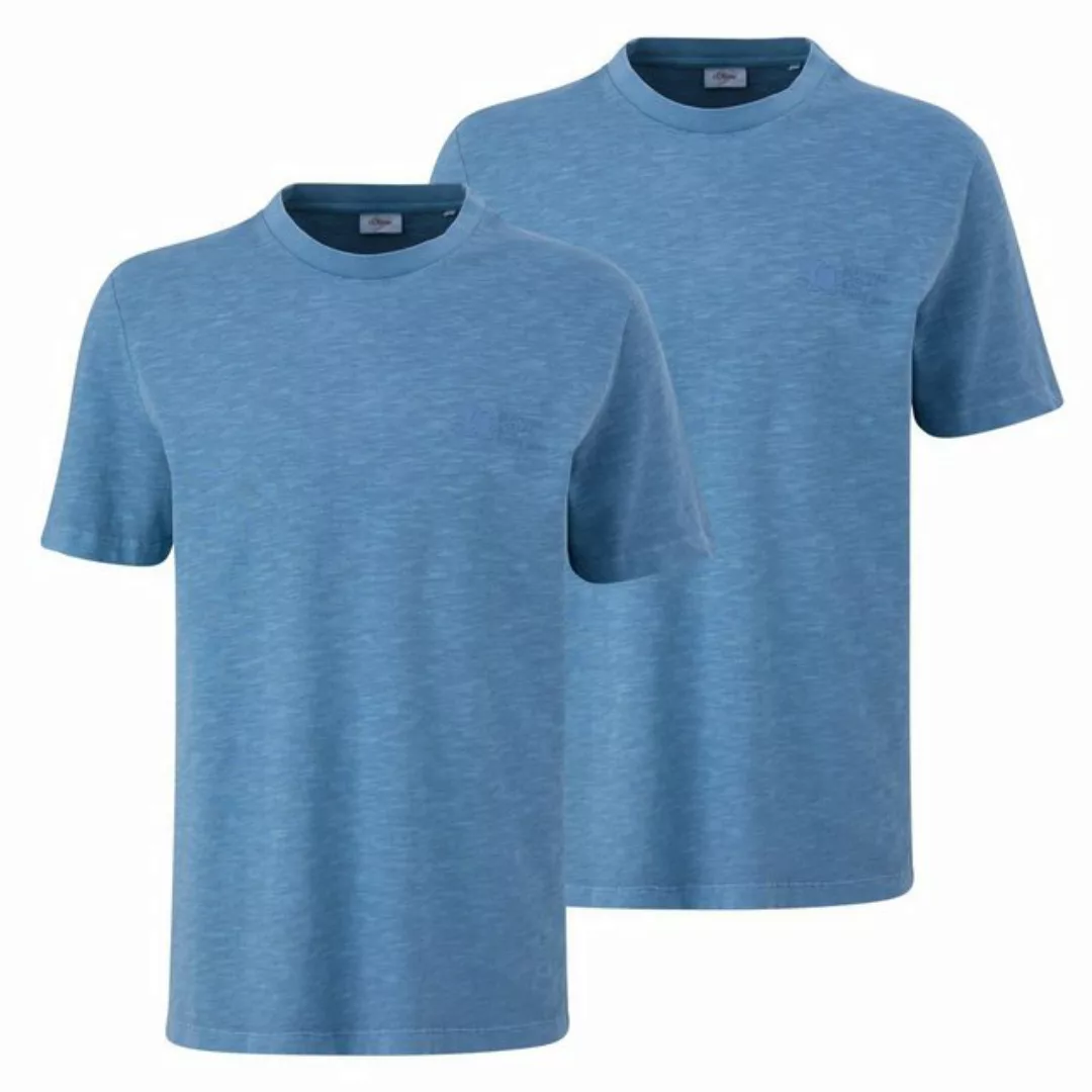 s.Oliver T-Shirt Jerseyshirt (2-tlg) Rundhals, kurzarm, Flammgarn, Logo, im günstig online kaufen