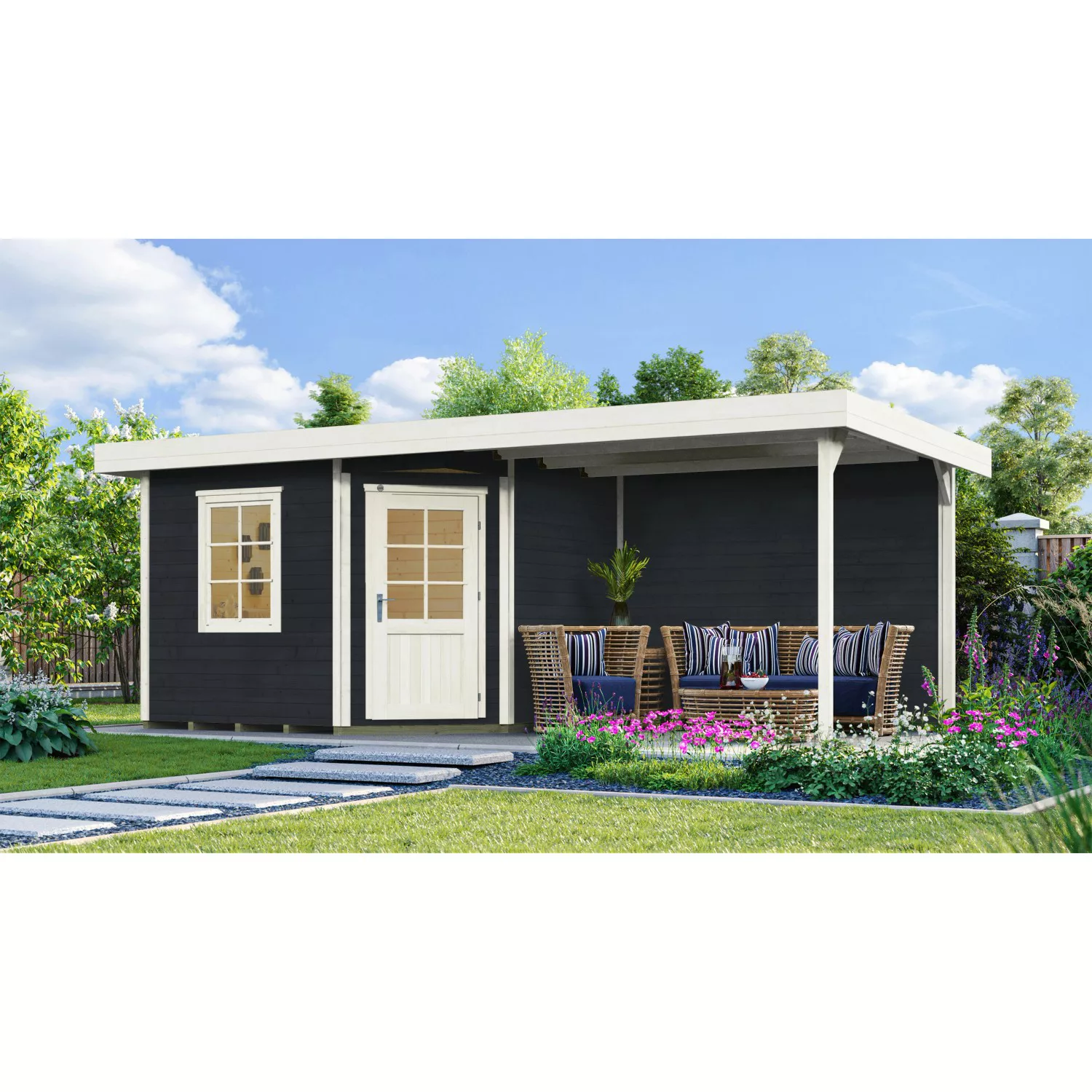 weka Gartenhaus "Designhaus 213 Plus", (Set), mit Anbaudach und Rückwand günstig online kaufen