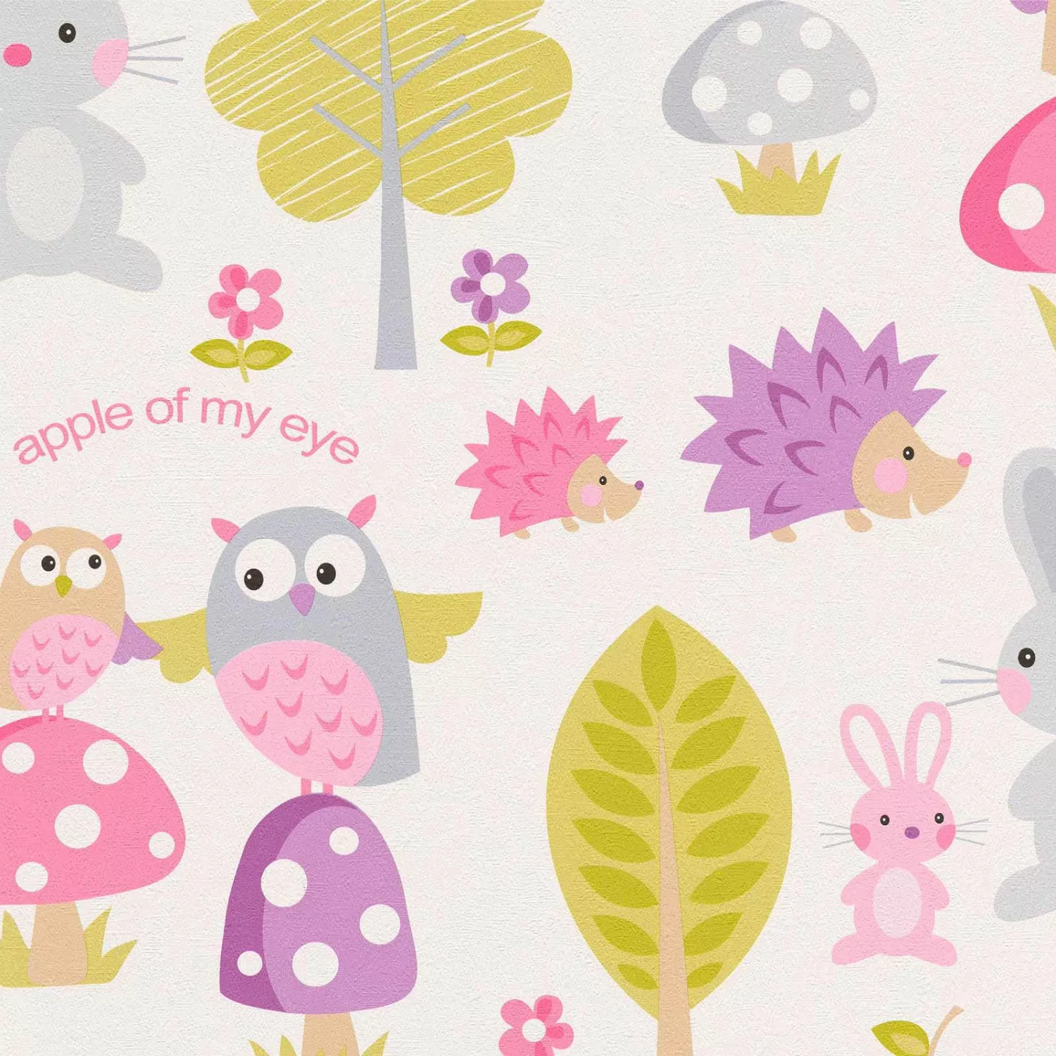 Bricoflor Eulen Tapete für Kinderzimmer Bunte Tapete mit Waldtieren in Pink günstig online kaufen