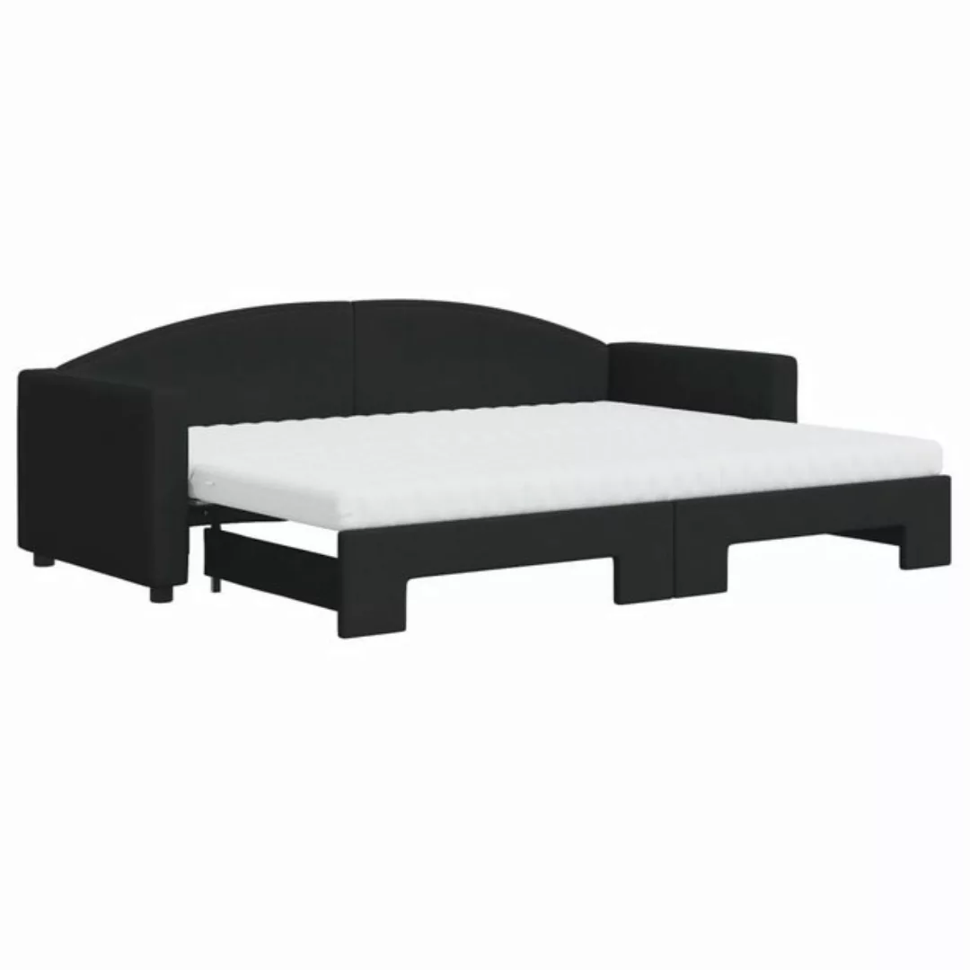 vidaXL Bett Tagesbett Ausziehbar mit Matratzen Schwarz 80x200 cm Stoff günstig online kaufen