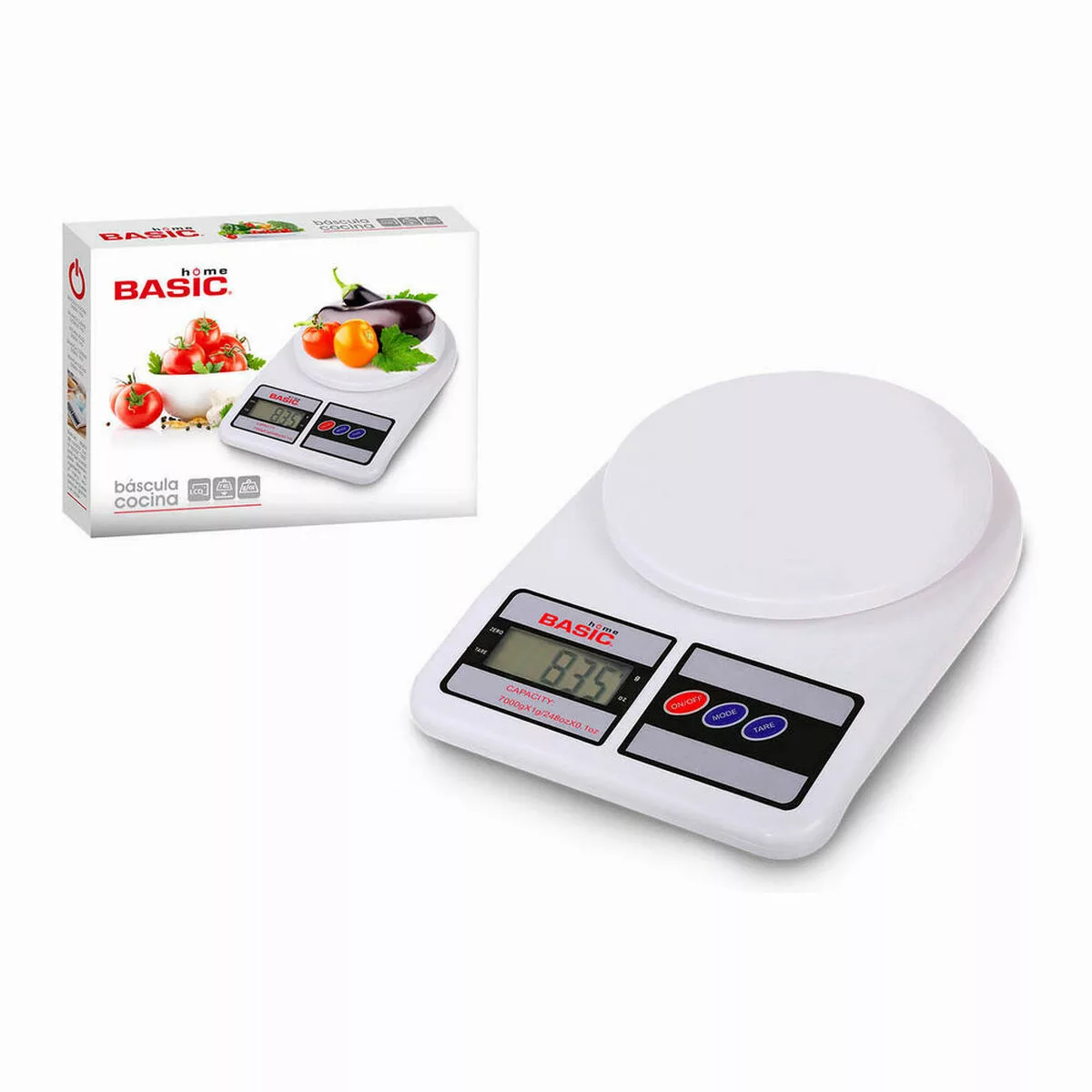 Küchenwaage Basic Home Digital Lcd 7 Kg Weiß (23 X 16 X 3,6 Cm) günstig online kaufen