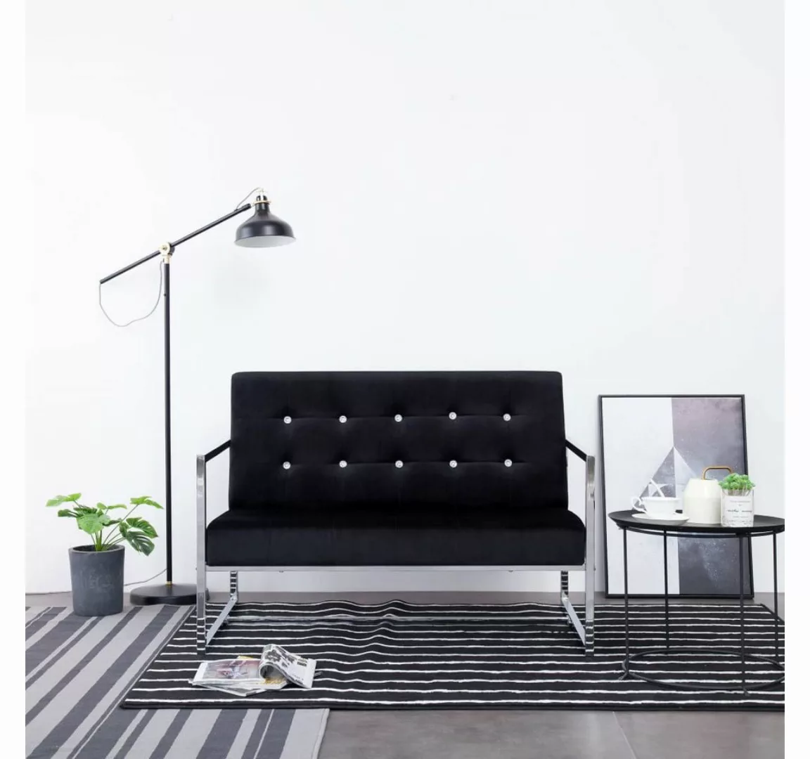 vidaXL Sofa 2-Sitzer-Sofa mit Armlehnen Schwarz Chrom und Samt Couch günstig online kaufen