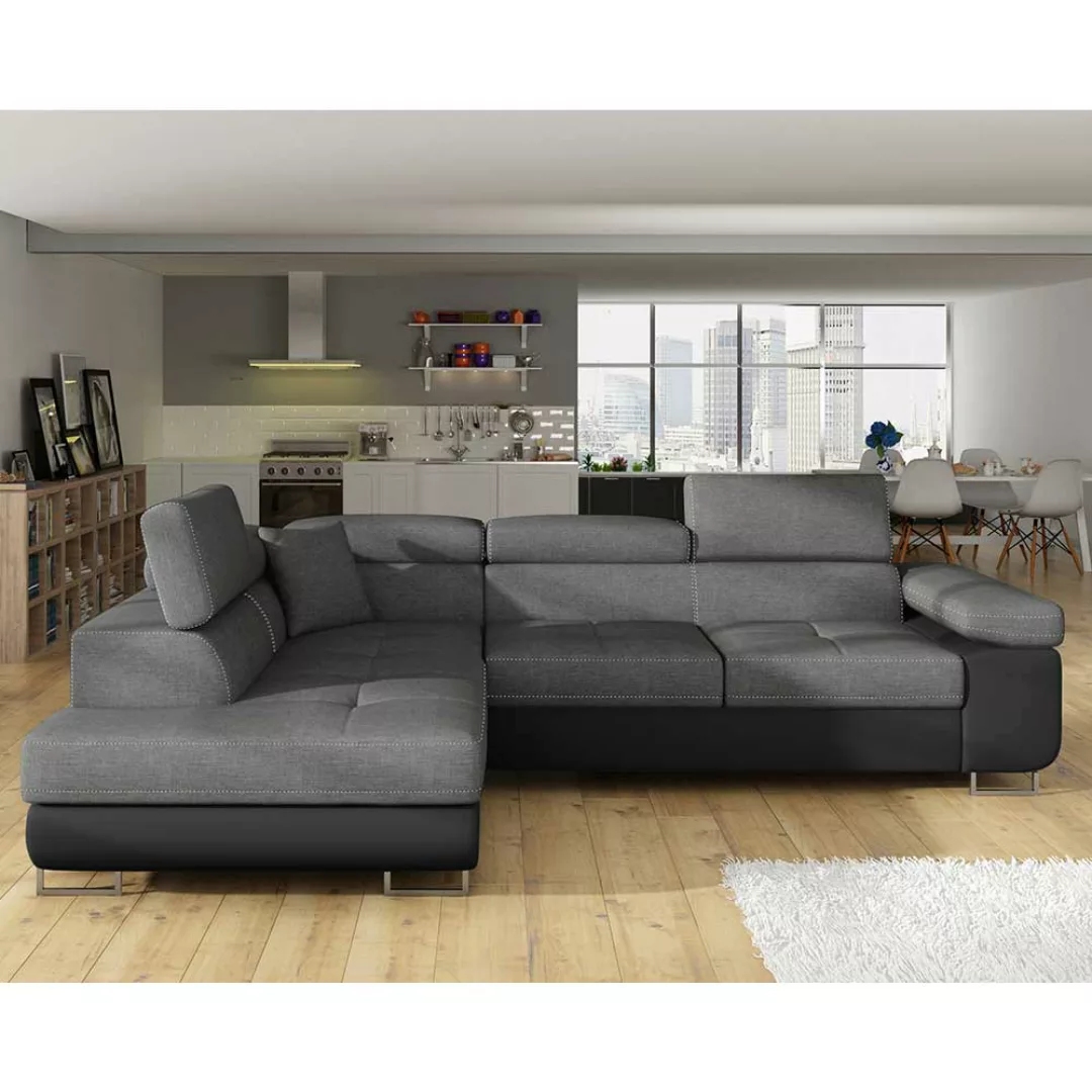 Sofa Ecksofa in Grau und Schwarz günstig online kaufen