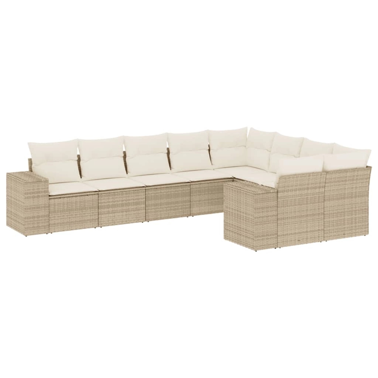 vidaXL 9-Tlg Garten-Sofagarnitur mit Kissen Beige Poly Rattan 3223037 günstig online kaufen