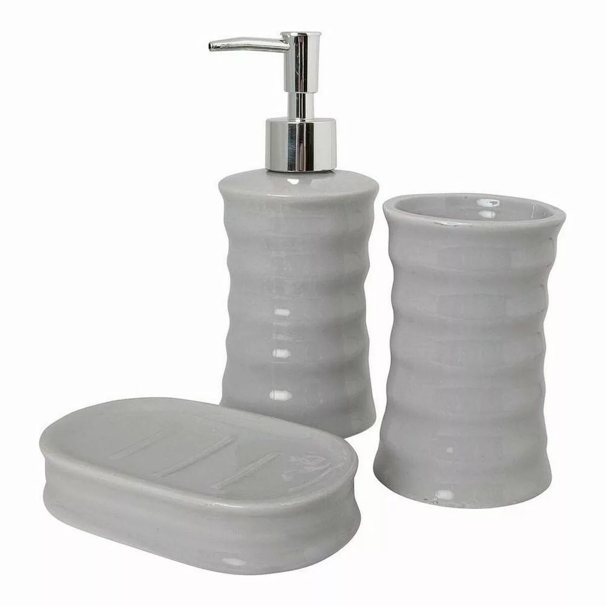 Badezimmer Set Wellen Grau Metall Aus Keramik (3 Pcs) günstig online kaufen