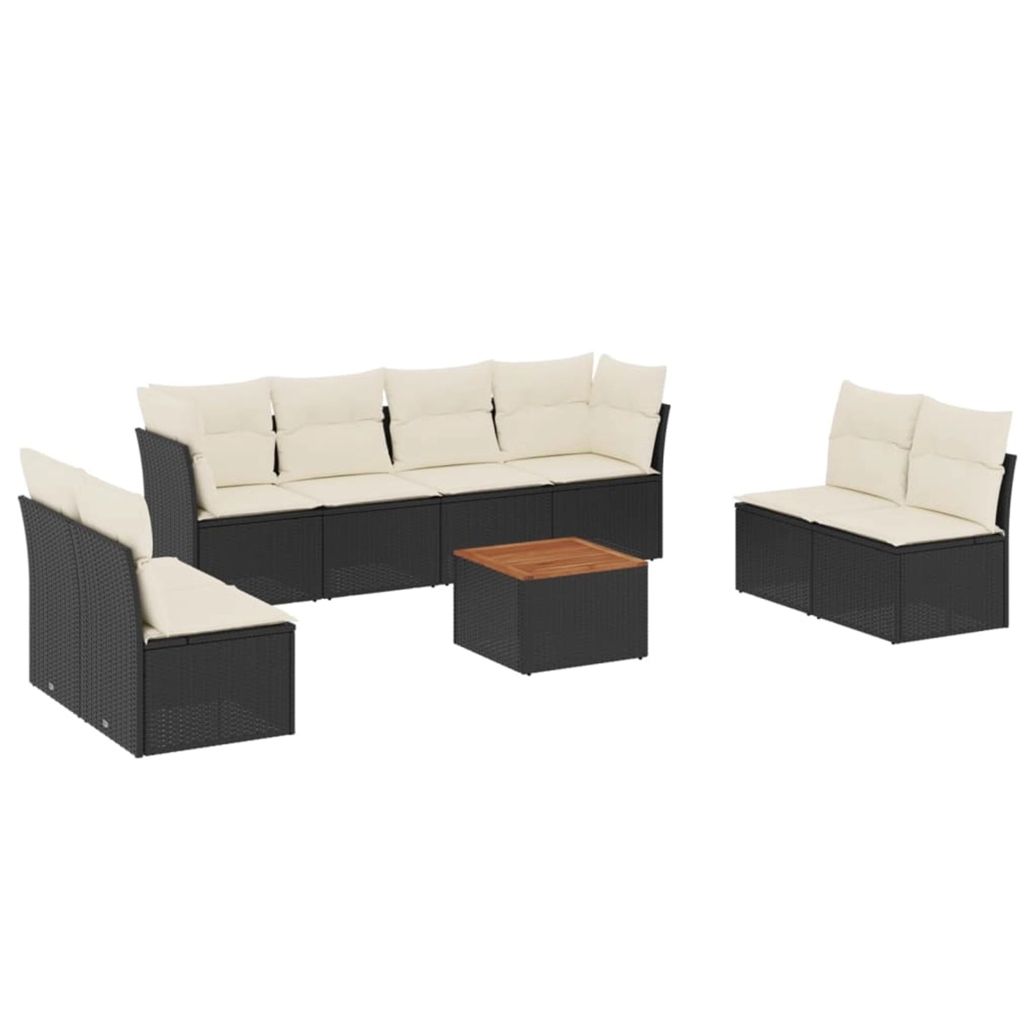 vidaXL 9-tlg Garten-Sofagarnitur mit Kissen Schwarz Poly Rattan Modell 71 günstig online kaufen