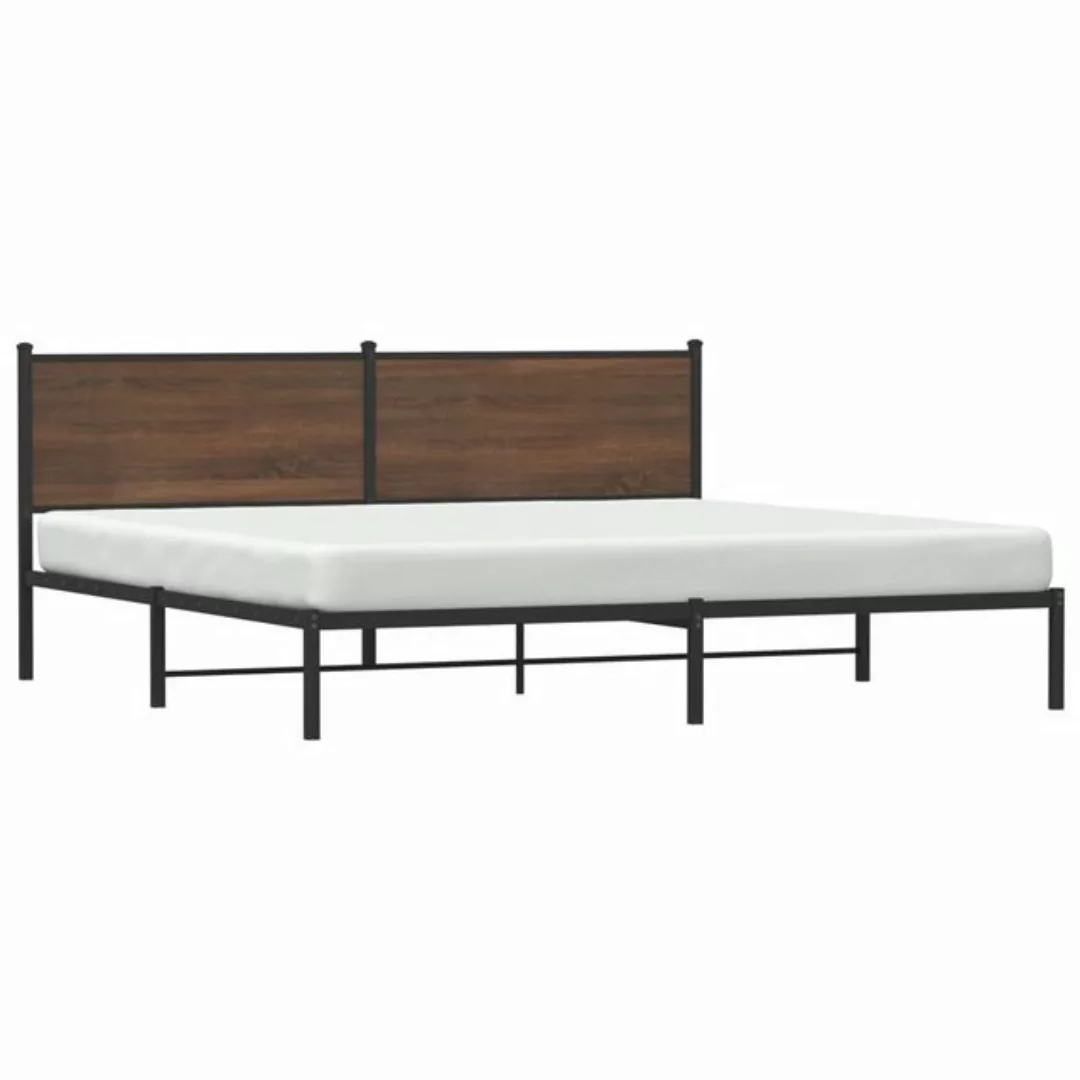 vidaXL Bett, Metallbett ohne Matratze Braun Eichen-Optik 200x200 cm günstig online kaufen