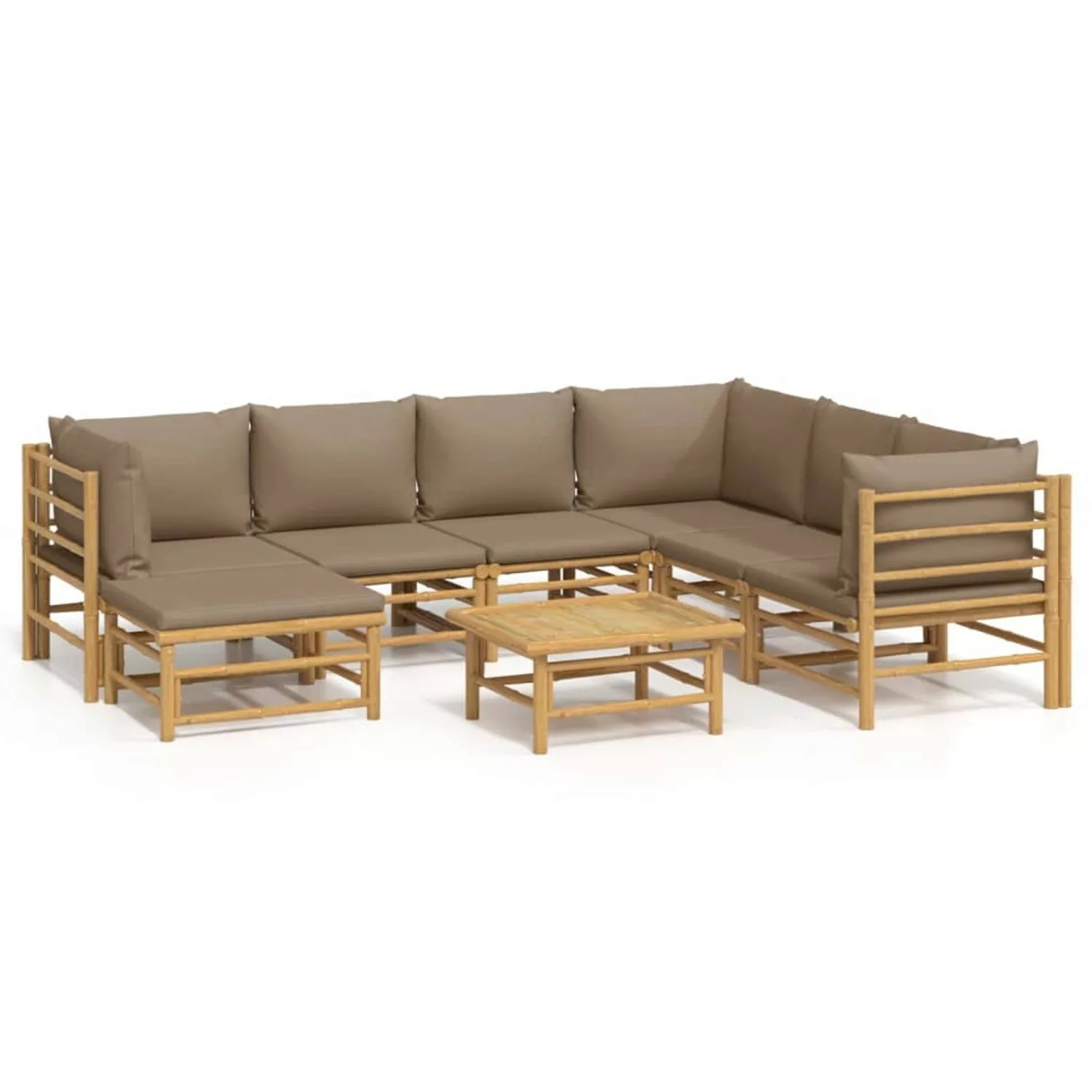 Vidaxl 8-tlg. Garten-lounge-set Mit Kissen Taupe Bambus günstig online kaufen