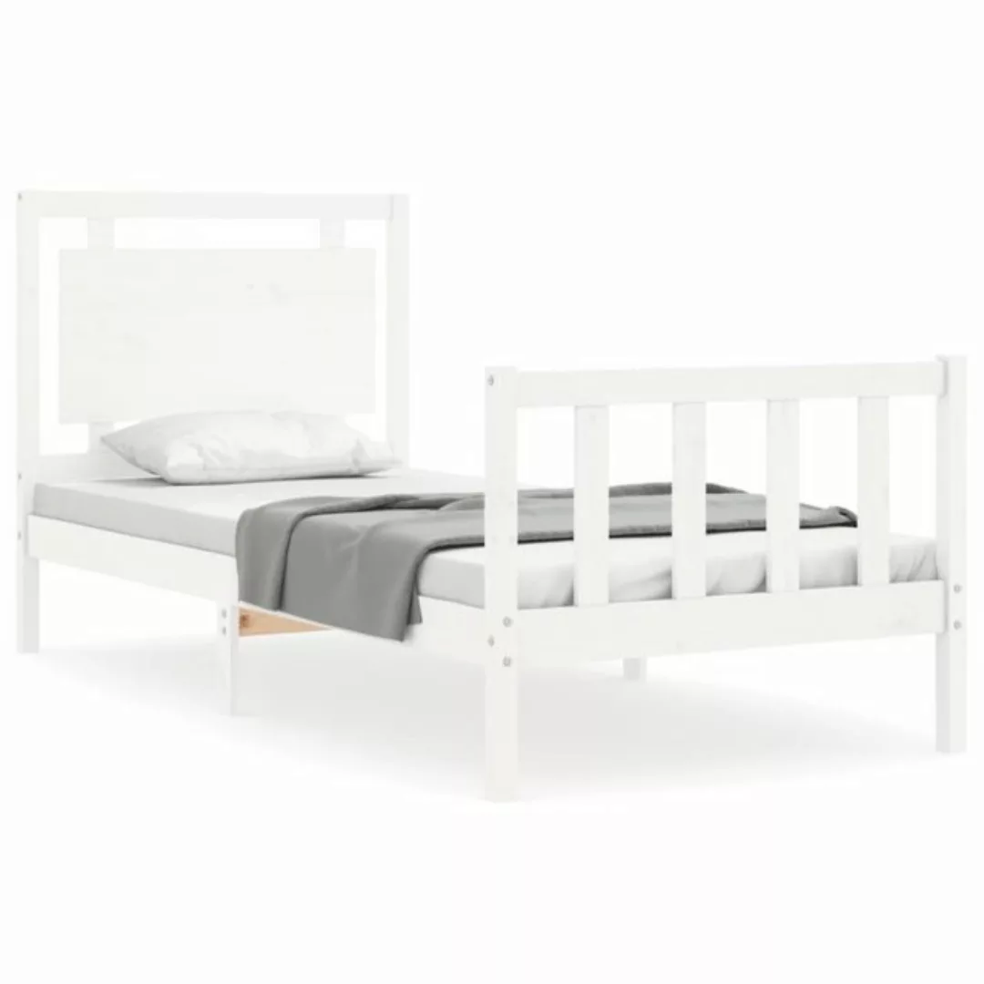 vidaXL Bett Massivholzbett mit Kopfteil Weiß 90x190 cm günstig online kaufen