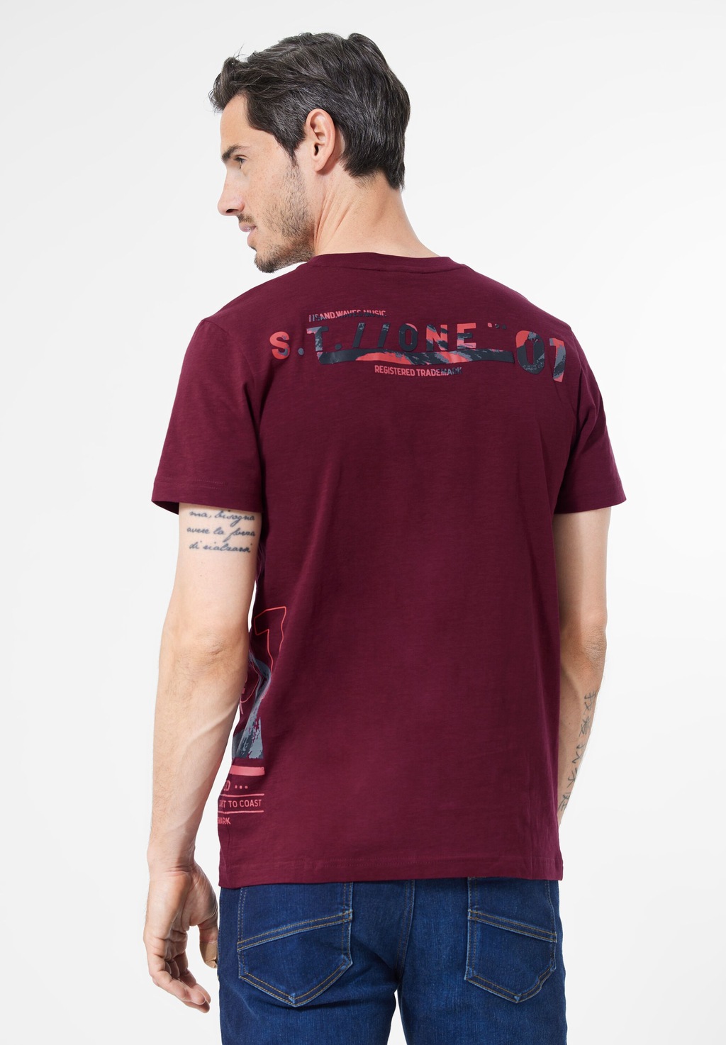 STREET ONE MEN T-Shirt, in Unifarbe günstig online kaufen