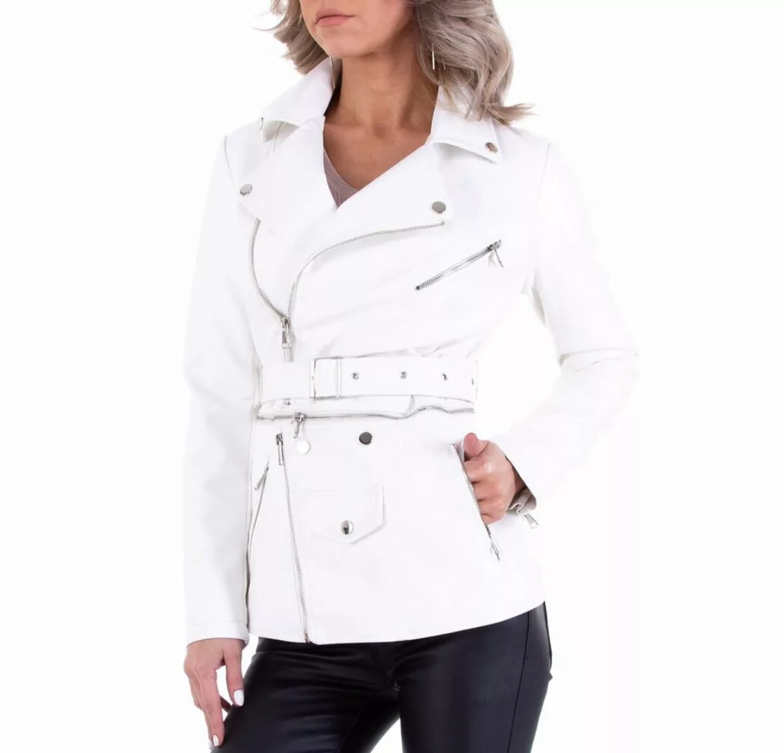 Ital-Design Steppjacke Damen Freizeit Ziertasche Übergangsjack in Weiß günstig online kaufen